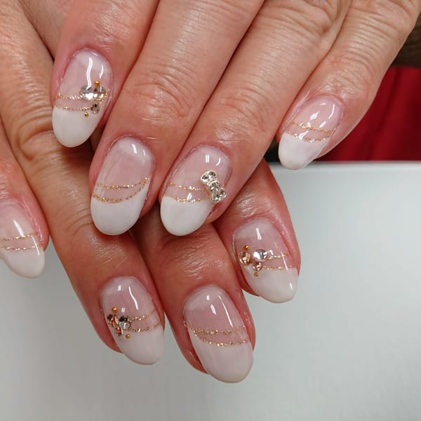 斜めフレンチ★リボンネイル