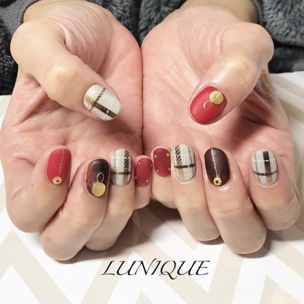 チェック、マットネイル^ ^