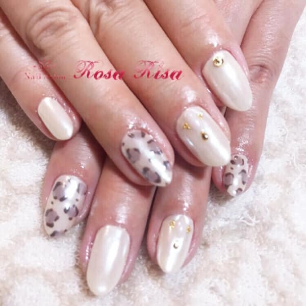 ミラーネイル×レオパード|nail studio SHAKE YOUR HANDs