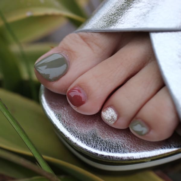 春/フット/ワンカラー/くすみカラー/ネイル