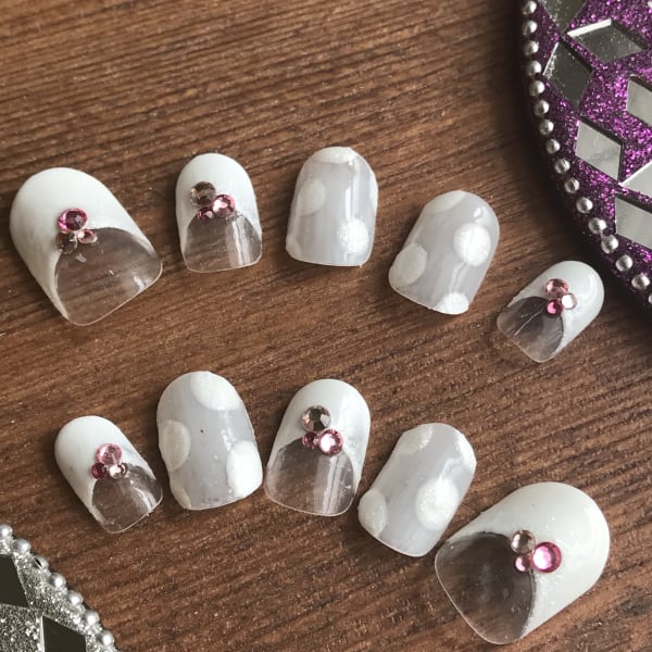 シースルー×ホワイト×ドット柄×デザインフレンチ