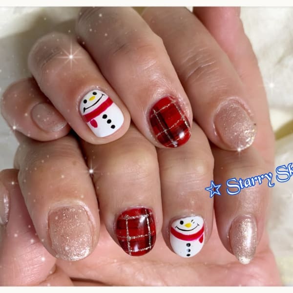 雪だるまネイル