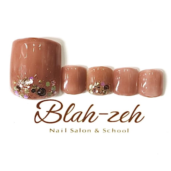 オレンジブラウン×ラメネイル