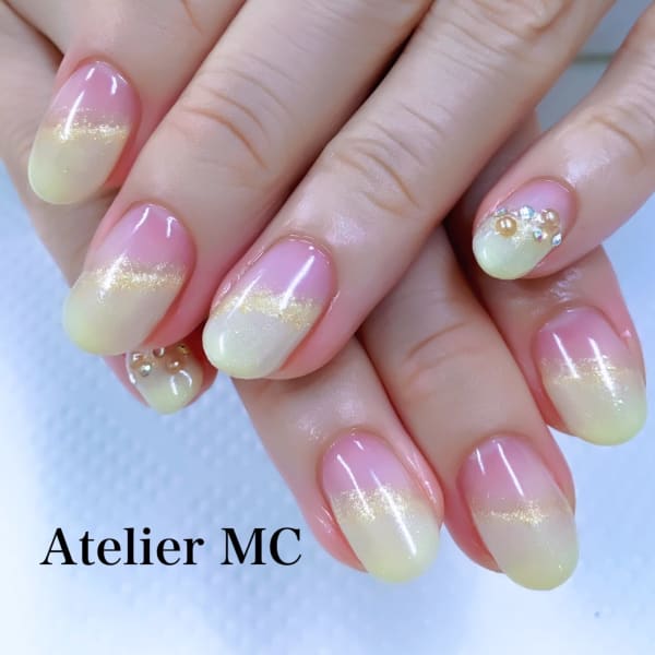 ■斜めフレンチ+ラメちらし　カラー400色以上から