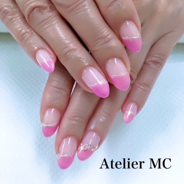 ■斜めフレンチ+ラメちらし　カラー400色以上から