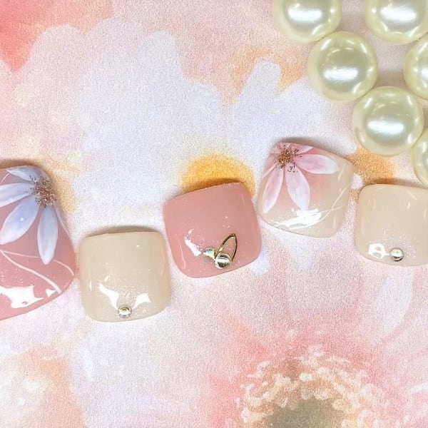 フラワー 花春 手描き フット