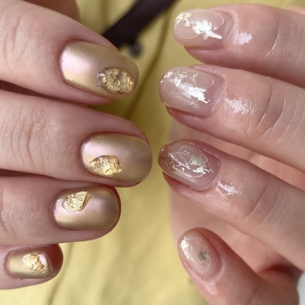 水彩ネイル×ワンカラー