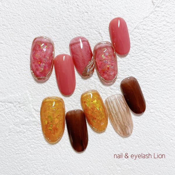 秋色うるうるオーロラネイル