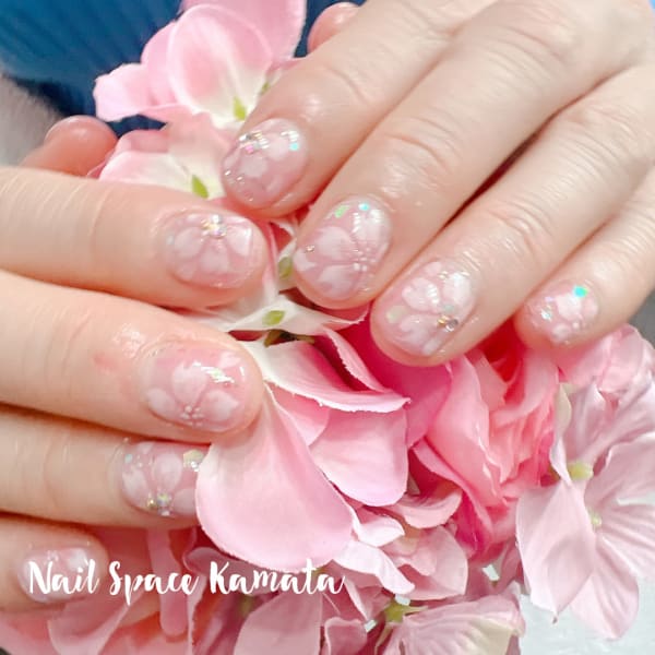 手がき桜ネイル|ネイルスペース 蒲田