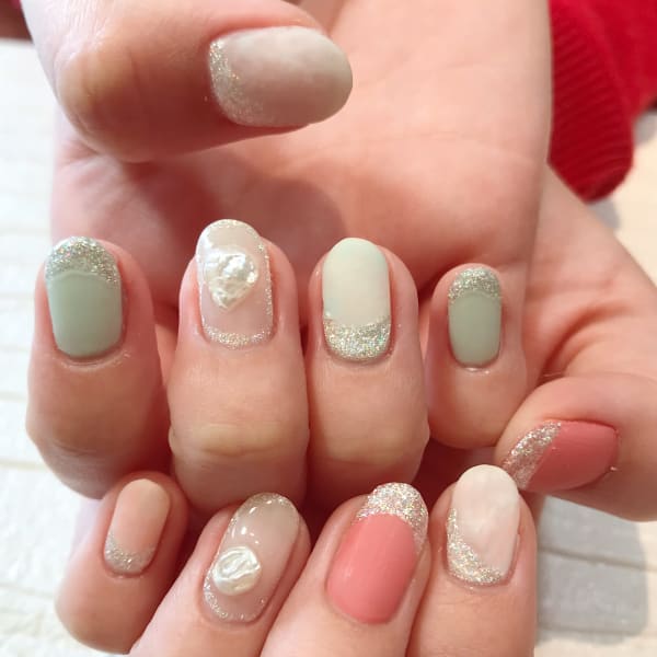 パステル×ラメ×マットコート×パール×タイダイ