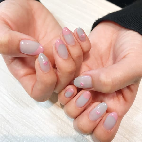 グレー×ピンク×ハート