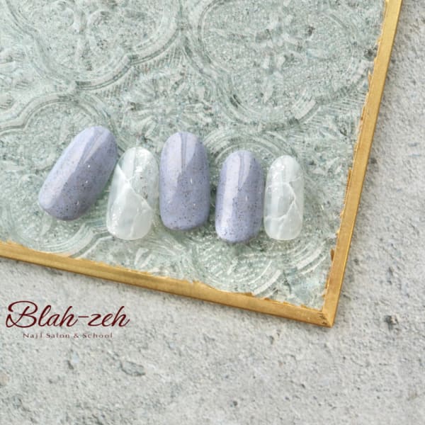 大理石×つぶつぶネイル