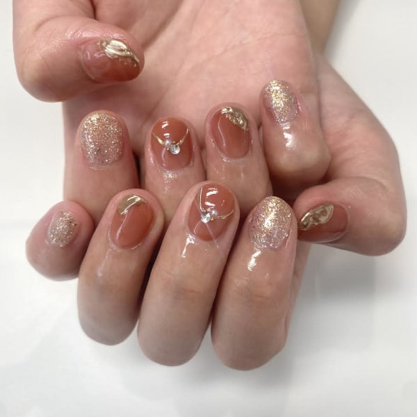 〈ジェル〉新色!ちゅるんネイル🍊