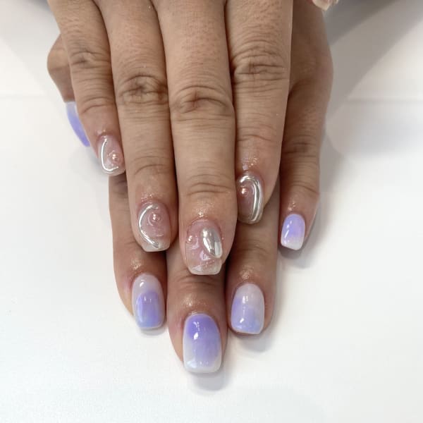 〈ジェル〉ニュアンスパープルネイル