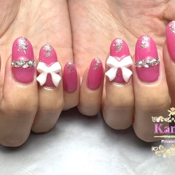 ピンクにリボンパーツ