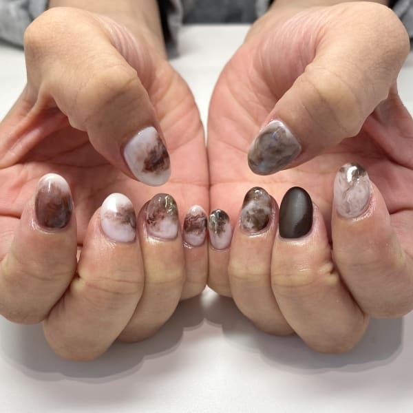 〈ジェル〉カフェラテネイル☕️