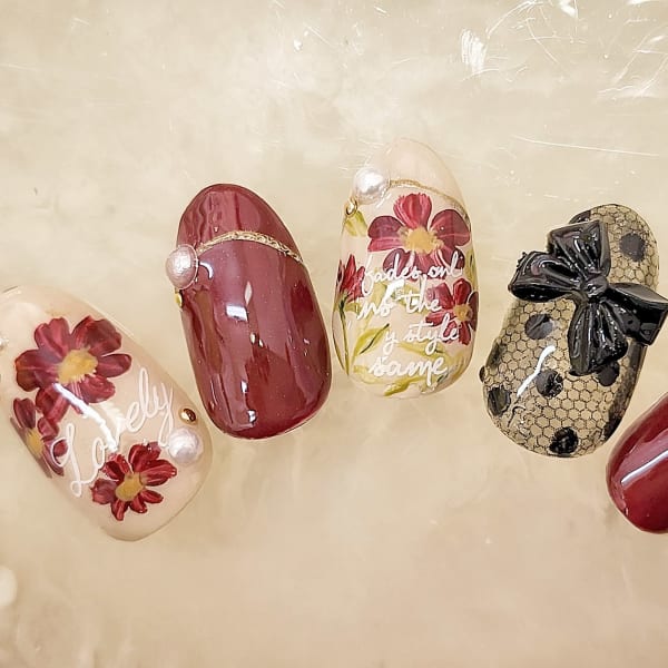 秋のフラワーネイル