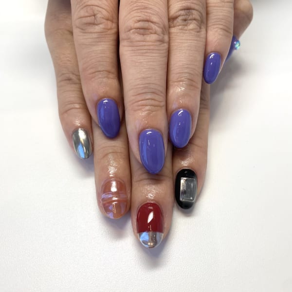 〈ジェル〉アシンメトリーネイル⛓🪙