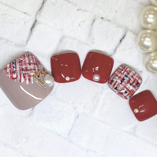 冬のフットネイル★ツイード