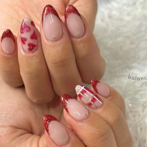 赤ラメ✕フレンチ