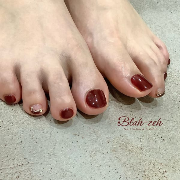 ボルドー×フレンチネイル