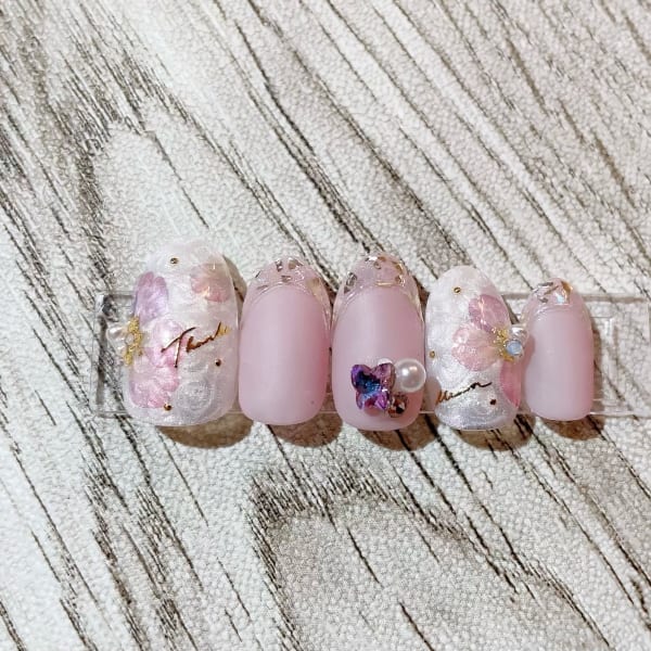 ガーリーフラワーネイル|-nailsalon*school-＆CoCo