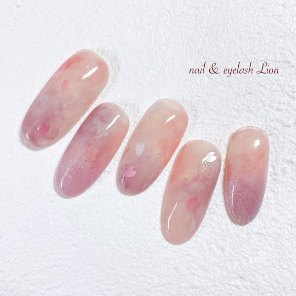 春色ニュアンス&桜ホロネイル