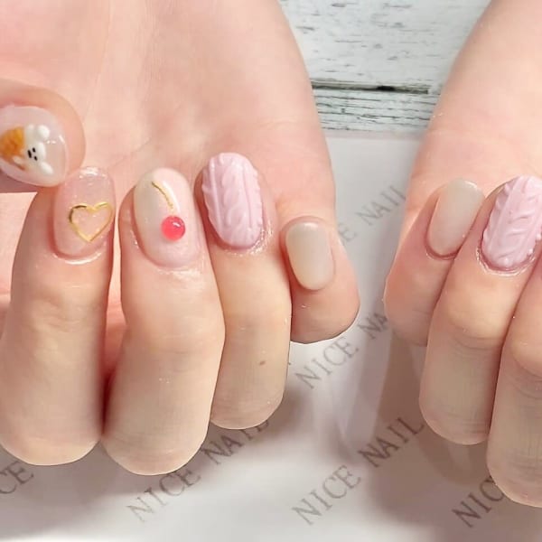 くまアイス×ニットネイル
