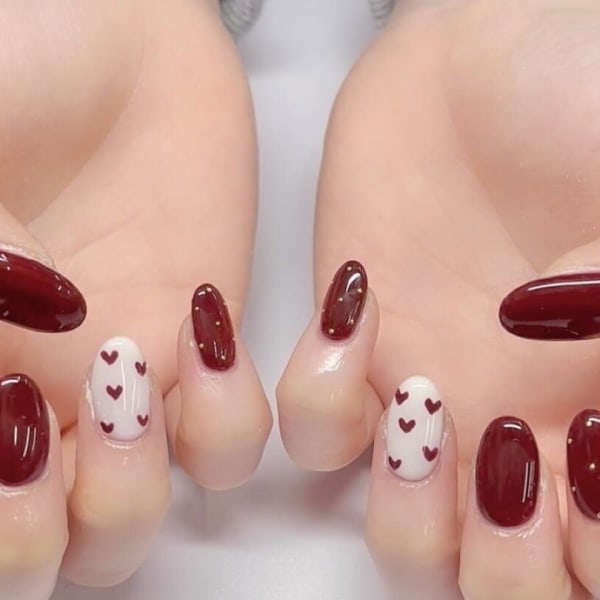 手書きハートネイル|ジェルネイル専門店 NICE NAIL 北千住店