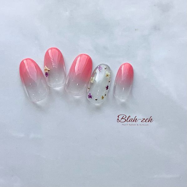 春カラー押し花ネイル