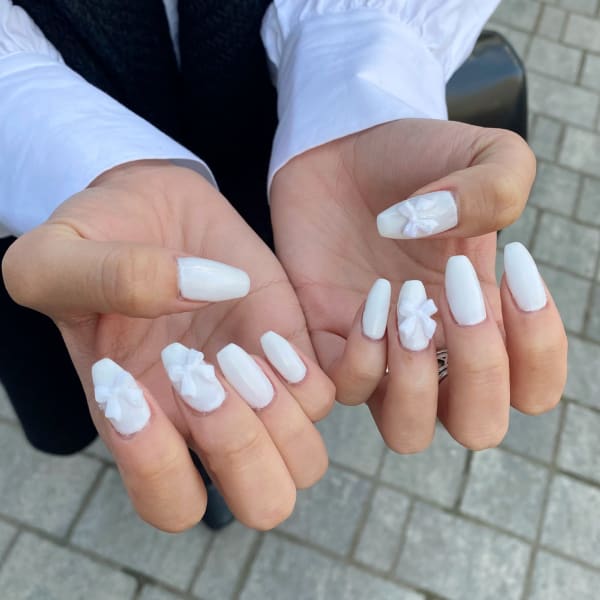 ワンカラー×リボンネイル