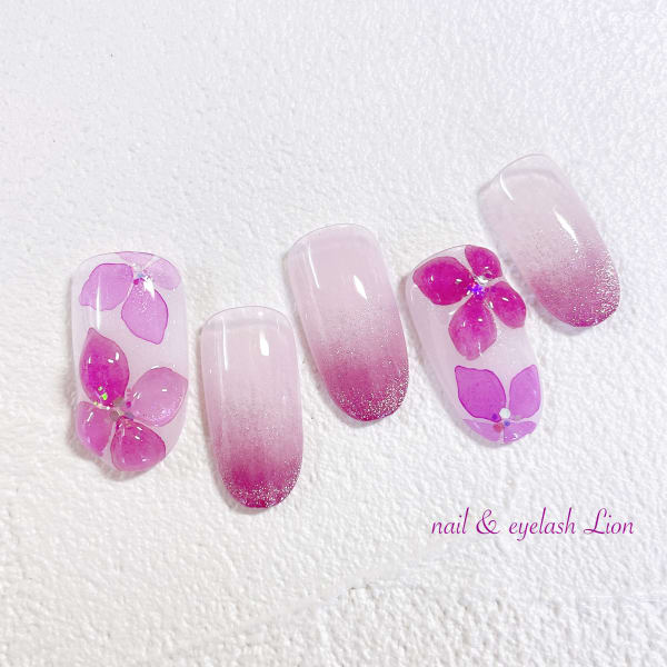 たらし込み紫陽花+ぷっくりデザイン