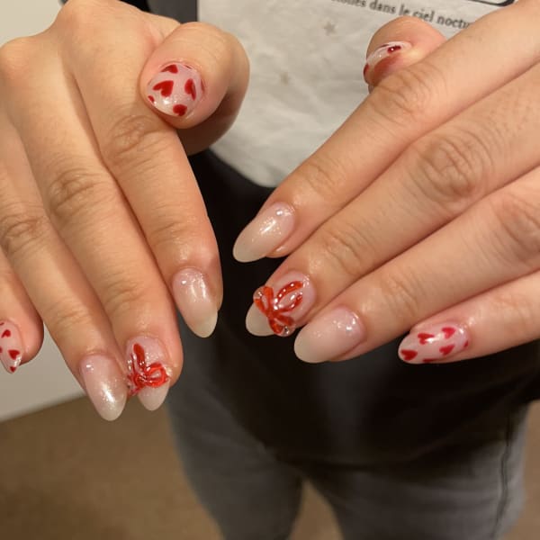 🎀ぷっくりぼんネイル❤️