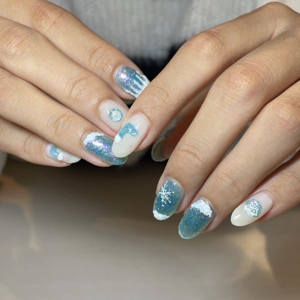 🎅クリスマスブルーネイル🤍