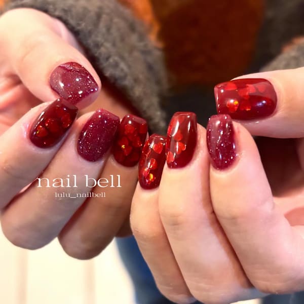 奥行きハートネイル