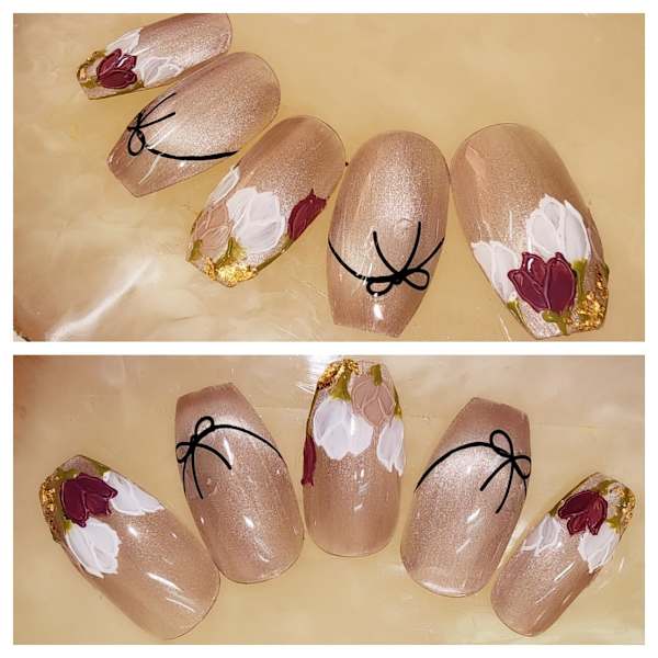 チューリップフレンチのマグネットジェル|Kurara ジェルネイルスクール&サロン