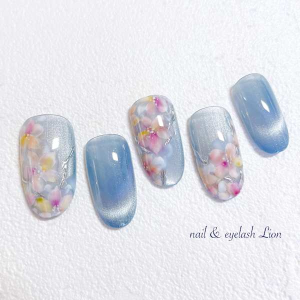 ブルーマグネットベース桜ネイル |nail ＆ eyelash Lion 池袋