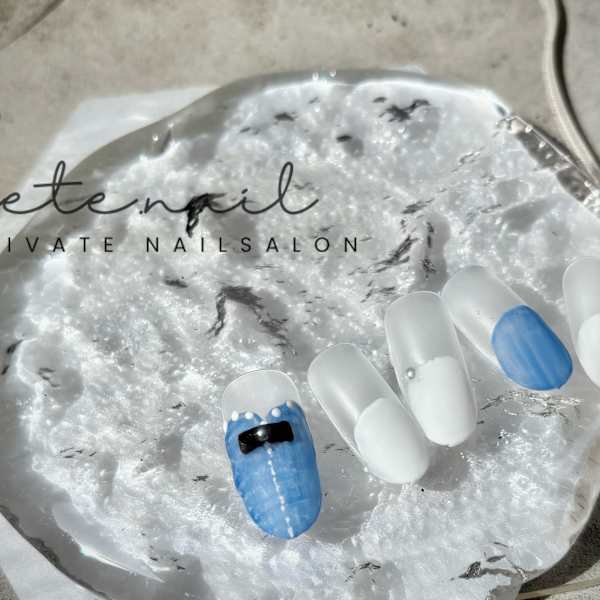 春デニムネイル×バルーンフレンチ