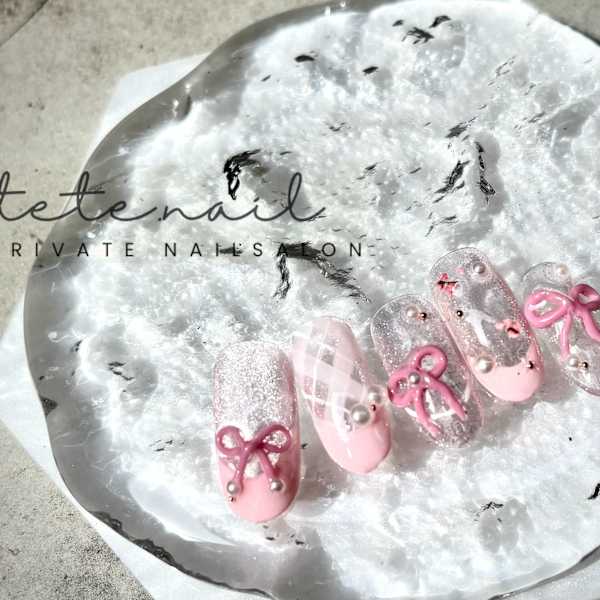 ワンホンリボンアレンジネイル！