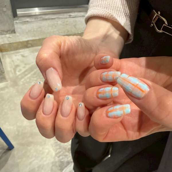 シンプル/チェックネイル