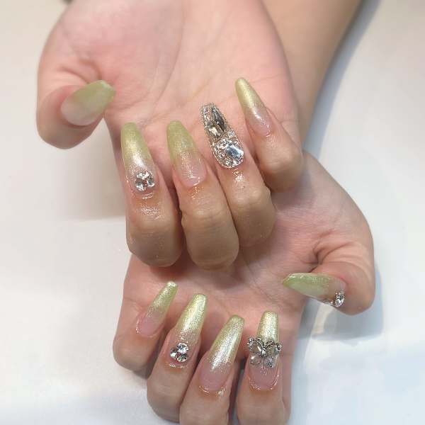 イエローデザインネイル|Richer パラジェル フィルイン