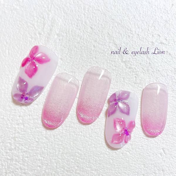 ぷっくりマグネット紫陽花ネイル