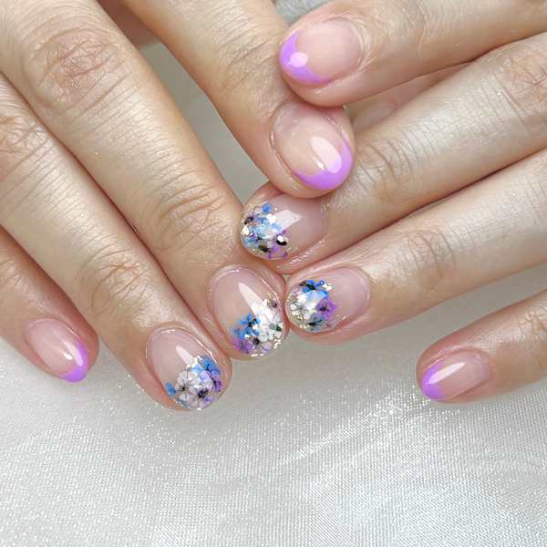 紫陽花ネイル⭐︎押し花ネイル