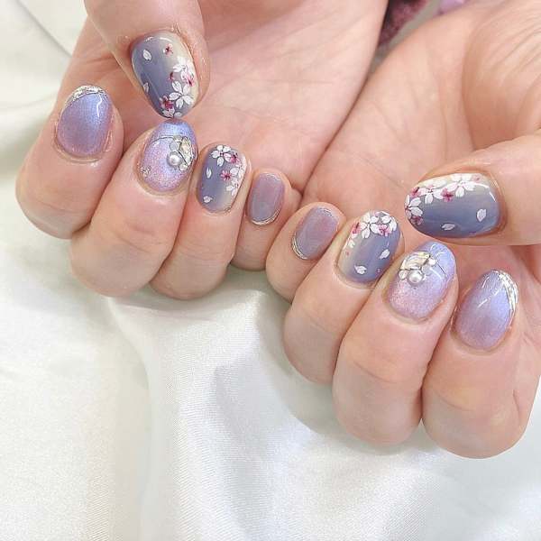 ラベンダーに咲く、小さな花園ネイル|Nail&Eyelash Alcea 上野御徒町店