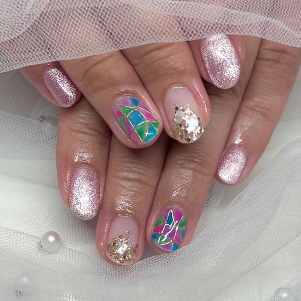 ステンドグラス風ネイル|Nail&Eyelash Salon SHeLL WELINA