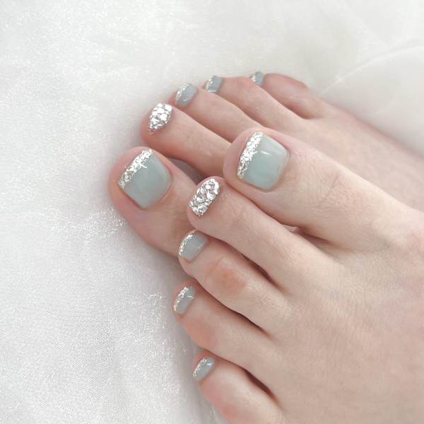 フットネイル★くすみブルー