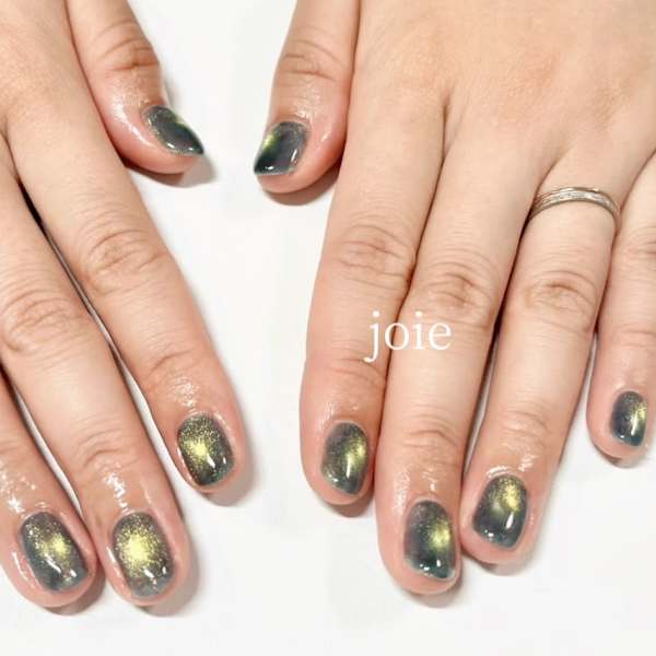 青+緑キラキラマグネット|nail atelier joie【ジョワ】御徒町 （パラジェル・フィルイン・付替オフ無料）