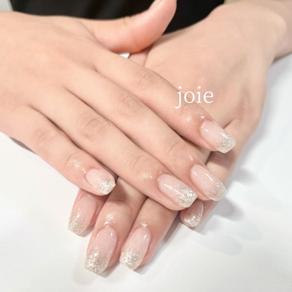 シルバーラメグラデーション|nail atelier joie【ジョワ】御徒町 （パラジェル・フィルイン・付替オフ無料）