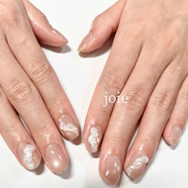 定額サンプル　ちゅるんマグ+白フリフリニュアンス|nail atelier joie【ジョワ】御徒町 （パラジェル・フィルイン・付替オフ無料）