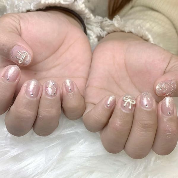 ふんわりピンク×ハートで優しい印象に